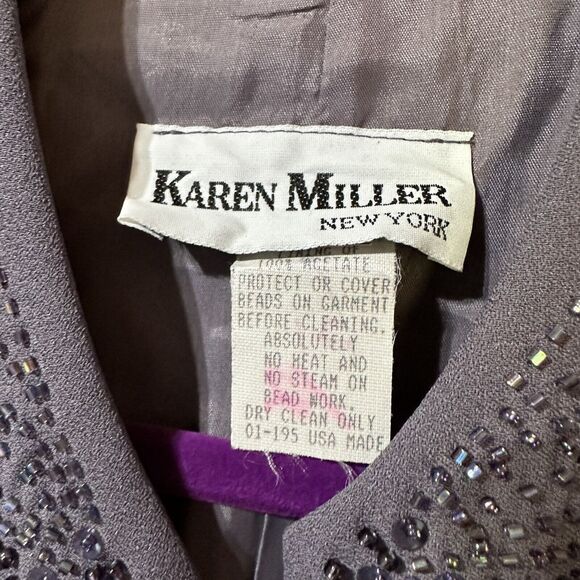 Karen Miller NEW YORK Formal Blazer Jacket Size 10 Gray Beaded Single Button NWT - Picture 7 of 10